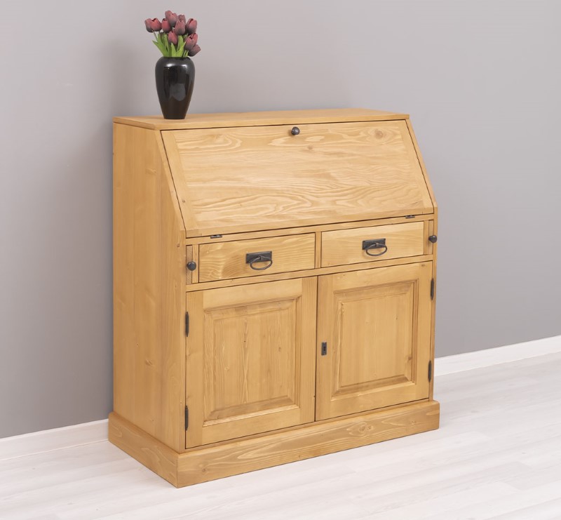 secretaire-bureau-avec-plateau-integre-deux-portes-et-deux-tiroirs-largeur-104cm-pin-massif-personnalisable-lokimob-LM116BAS-C002-1
