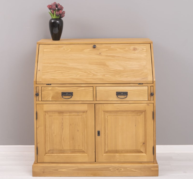 secretaire-bureau-avec-plateau-integre-deux-portes-et-deux-tiroirs-largeur-104cm-pin-massif-personnalisable-lokimob-LM116BAS-C002-2