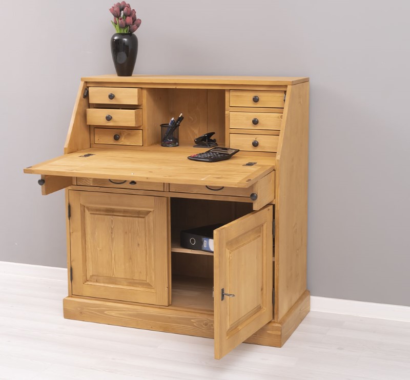 secretaire-bureau-avec-plateau-integre-deux-portes-et-deux-tiroirs-largeur-104cm-pin-massif-personnalisable-lokimob-LM116BAS-C002-3