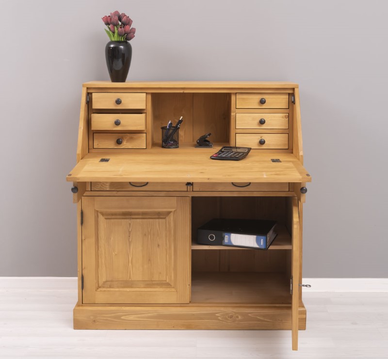 secretaire-bureau-avec-plateau-integre-deux-portes-et-deux-tiroirs-largeur-104cm-pin-massif-personnalisable-lokimob-LM116BAS-C002-4