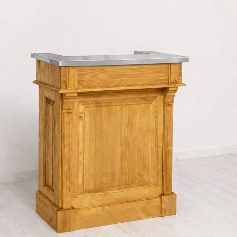 Comptoir bar vintage Barry Comptoir en pin massif avec plateau en zinc, style industriel lokimob