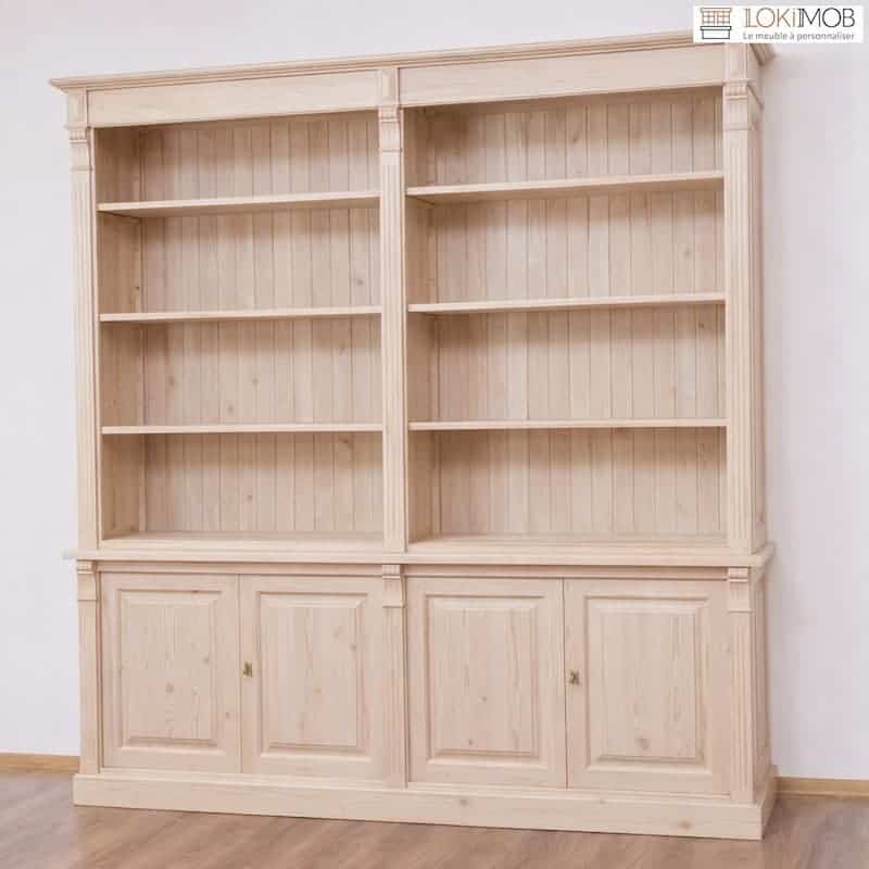 bibliothèque ouverte lokimob LM72BAS+LM294HAUT_L0 bois naturel brut 223 cm