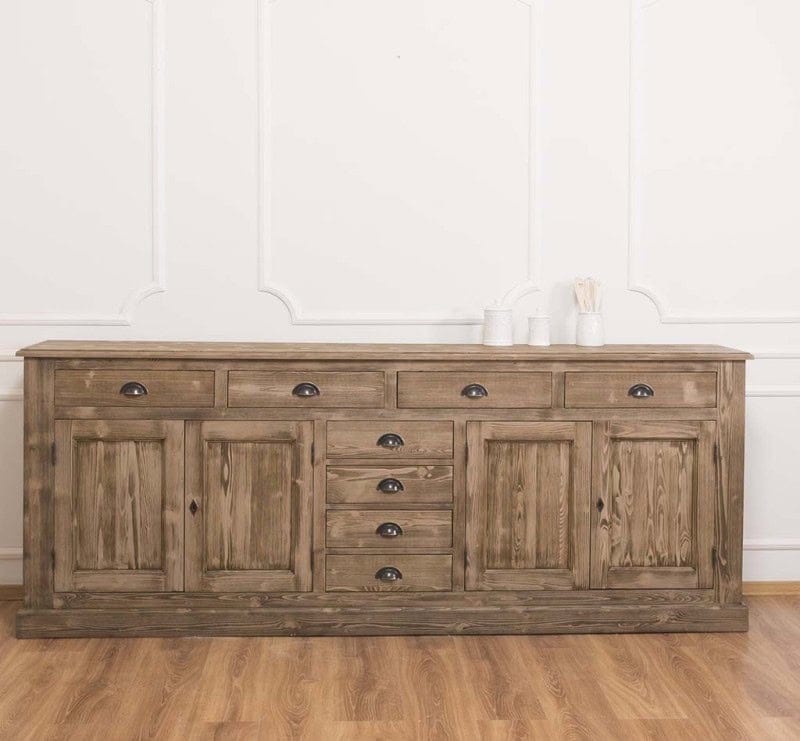Enfilade vintage 239 cm écorce de bois pin massif lokimob LM404BAS_BP066 vue de face