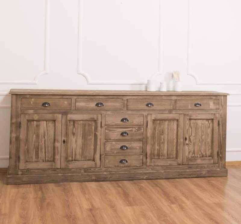 Grand buffet bas enfilade 4 portes 8 tiroirs lokimob LM404BAS_BP066 pin massif