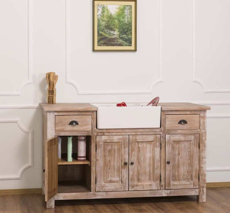 Meuble de cuisine sous-évier Del Rio avec porte ouverte lokimob LM199_BP071