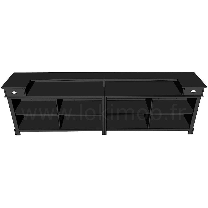 Comptoir d’accueil 360 cm style rétro pin massif noir lokimob CORK_L003