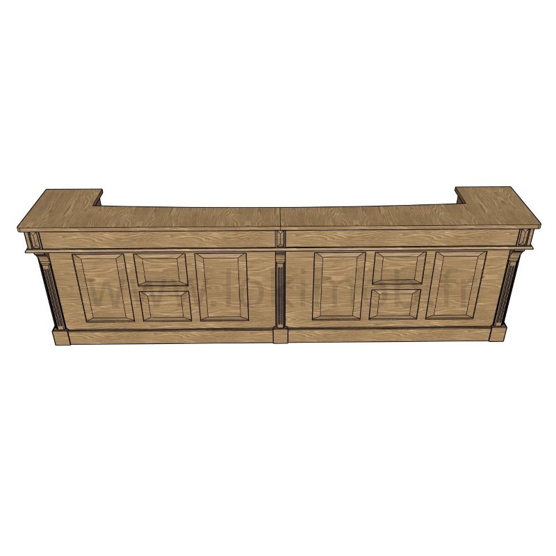 Comptoir vintage 360 cm en pin massif ciré brun clair – style rétro-chic lokimob CORK_C002