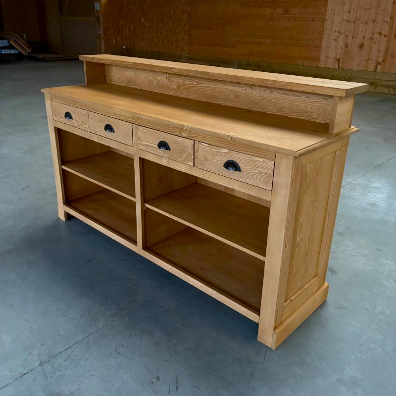 Comptoir d'accueil en pin massif brun clair lokimob DEWSBURY_C002