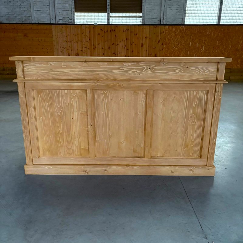 Comptoir de caisse 180 cm bois ciré lokimob DEWSBURY_C002