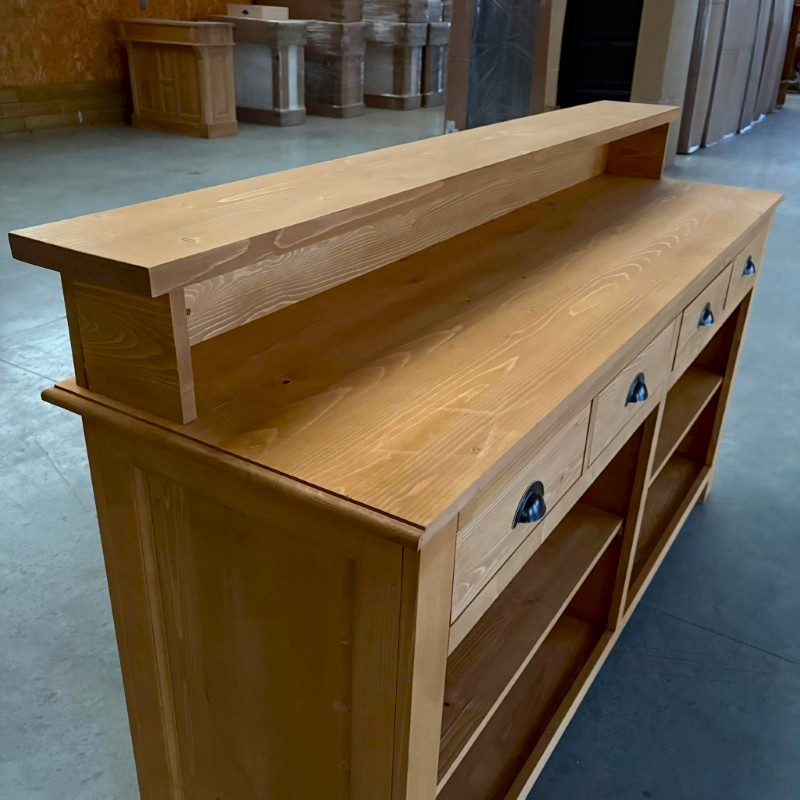 Comptoir rustique finition cirée artisanale lokimob DEWSBURY_C002