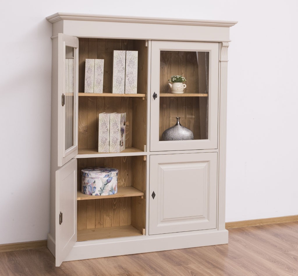 armoire avec 2 portes pleines te 2 portes vitrées collection élégance lokimob LM487_L024_L002 (1)