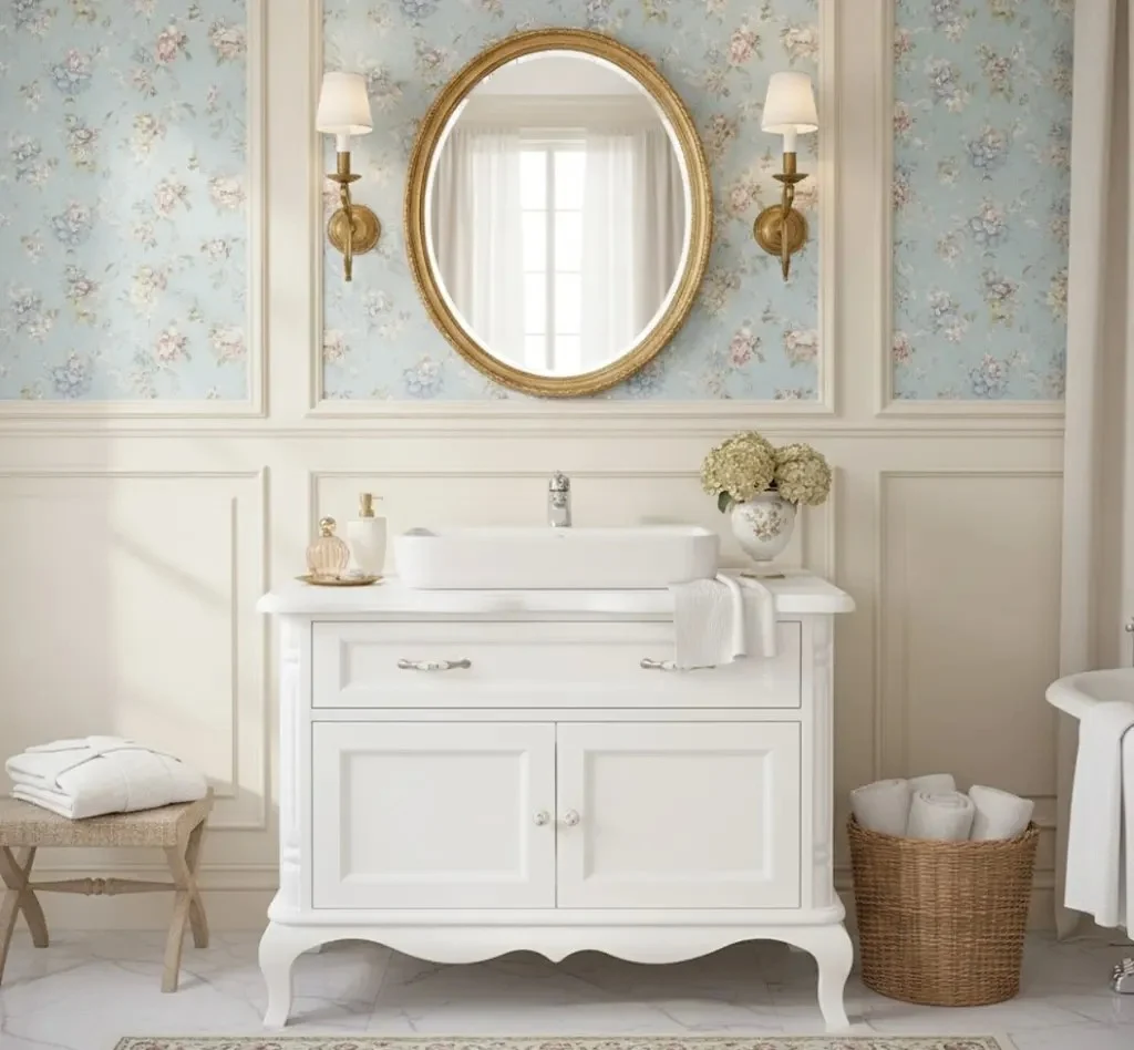 Meuble de salle de bain chic en pin massif – Collection Baroque
