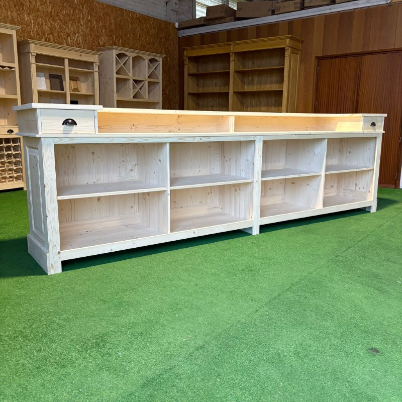 Arrière du comptoir avec rangements intégrés et espace caisse lokimob CORK_L0