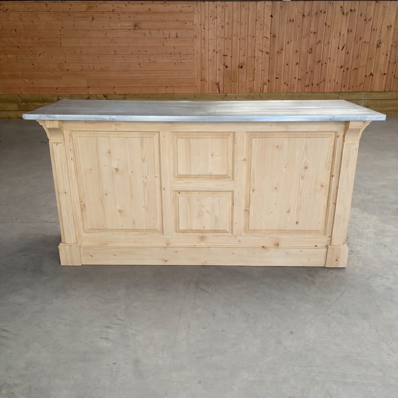 Banque d’accueil vintage 190 cm plateau zinc facile entretien lokimob COVENTRY_topzinc_L0