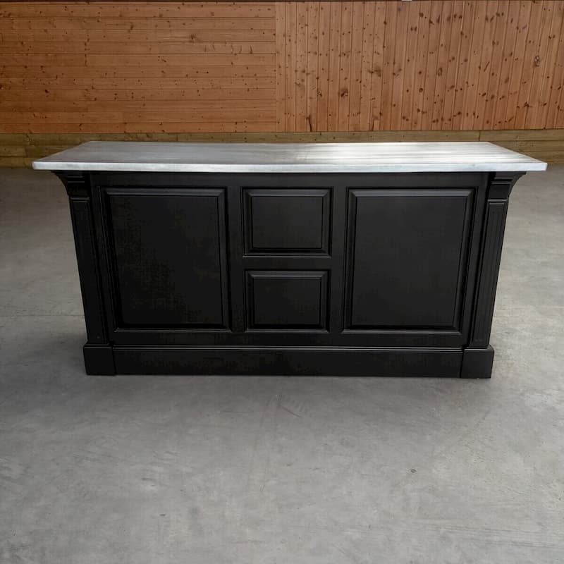 Banque d’accueil vintage 190 cm plateau zinc facile entretien lokimob COVENTRY_topzinc_L003