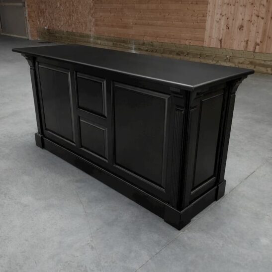 COVENTRY Comptoir îlot 190 cm Vintage en Pin Massif Noir