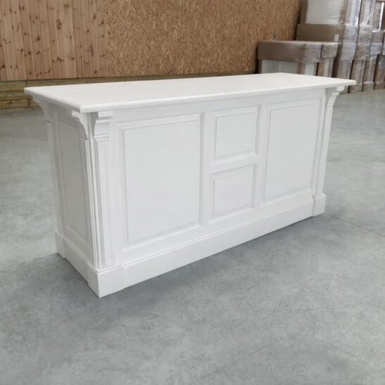 COVENTRY Comptoir îlot 190 cm Vintage en Pin Massif Blanc