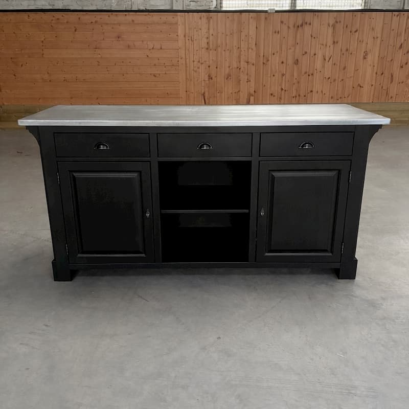 Comptoir de caisse style rétro noir plateau zinc lokimob COVENTRY_Topzinc_L003