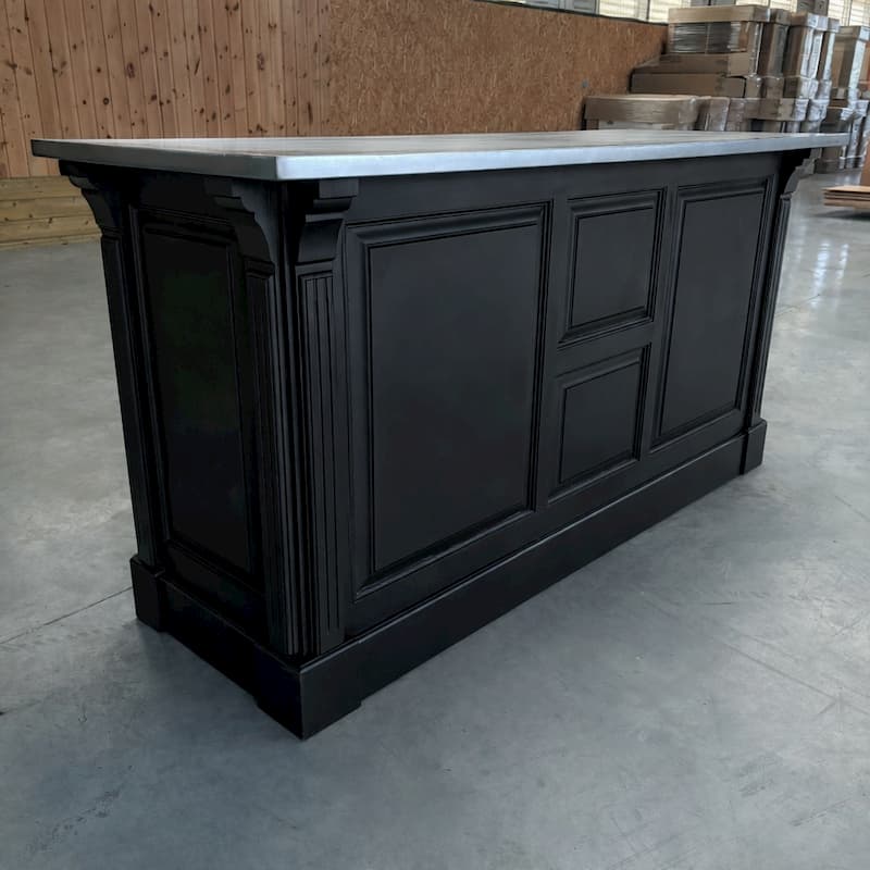 Comptoir réception loft 190 cm plateau zinc style rétro lokimob COVENTRY_topzinc_L003