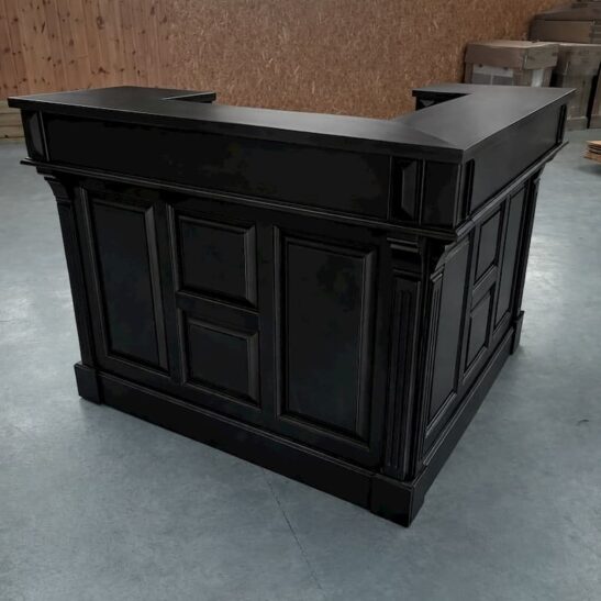GLASGOW Comptoir vintage en L en pin massif Noir
