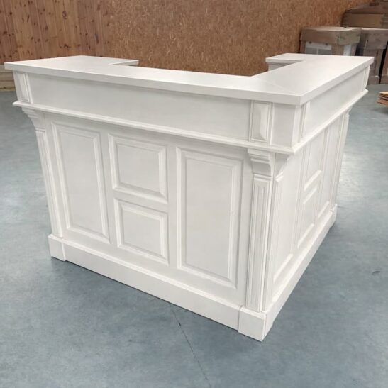 GLASGOW Comptoir vintage en L en pin massif Blanc