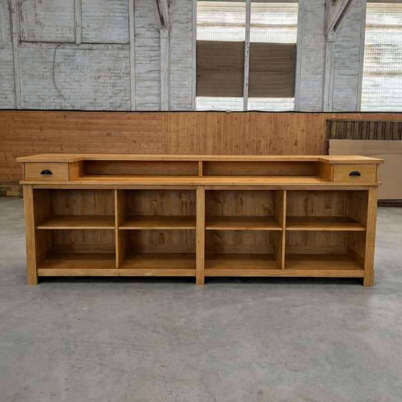 Comptoir artisanal pin massif ciré brun clair 300 cm lokimob