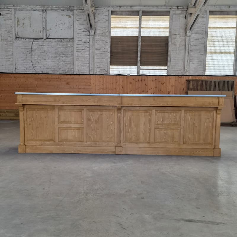 Comptoir brasserie 360 cm plateau zinc lokimob