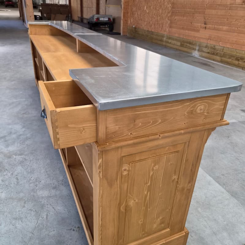 Comptoir brasserie bois massif 360 cm lokimob