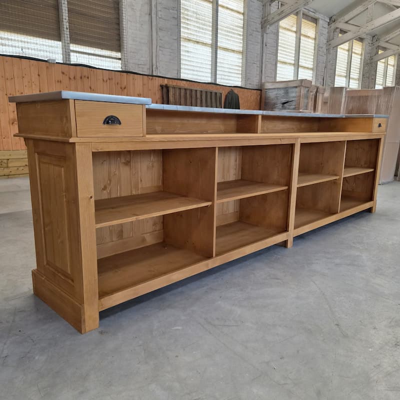 Comptoir brasserie vintage 360 cm bois massif lokimob