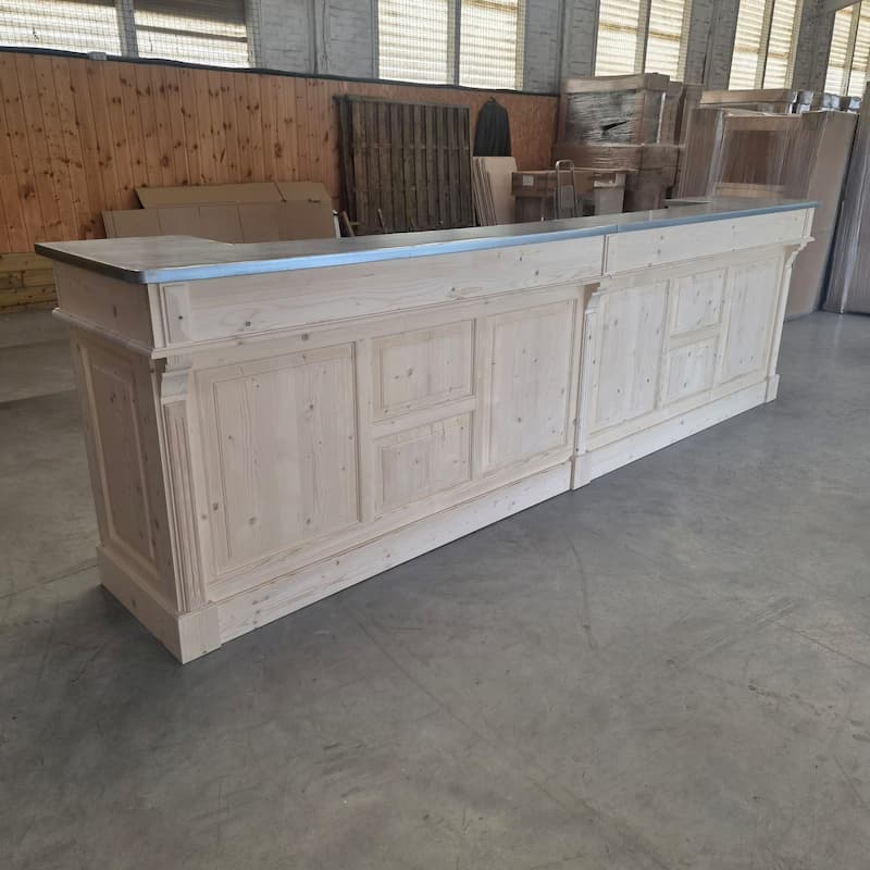 Comptoir d’accueil vintage en bois brut 360 cm lokimob