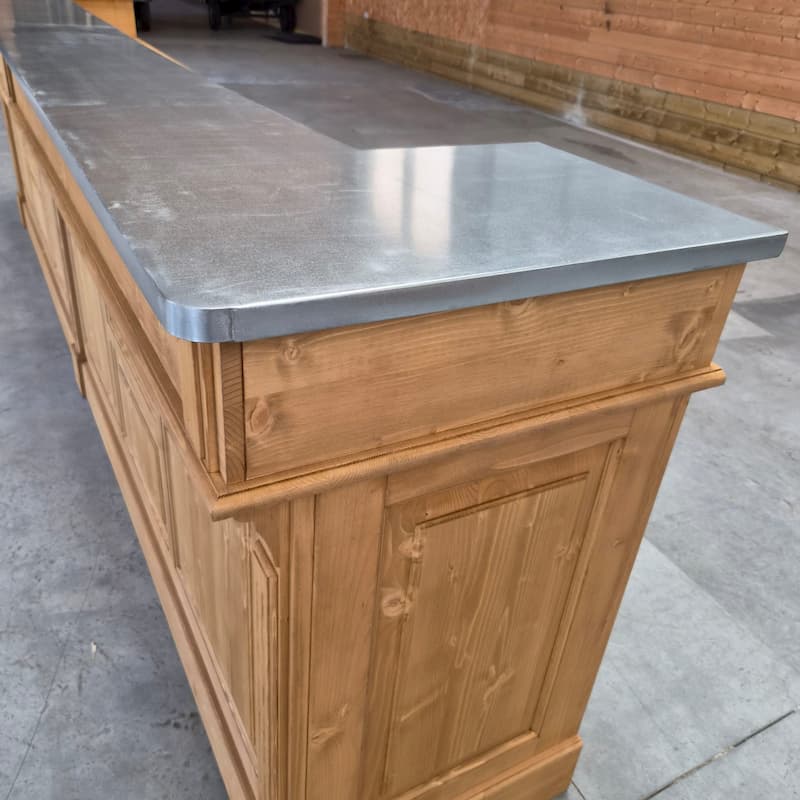 Comptoir professionnel 360 cm zinc acier lokimob
