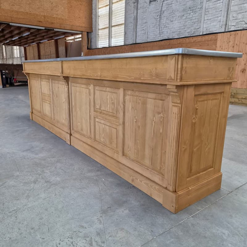 Comptoir restaurant 360 cm bois vintage lokimob