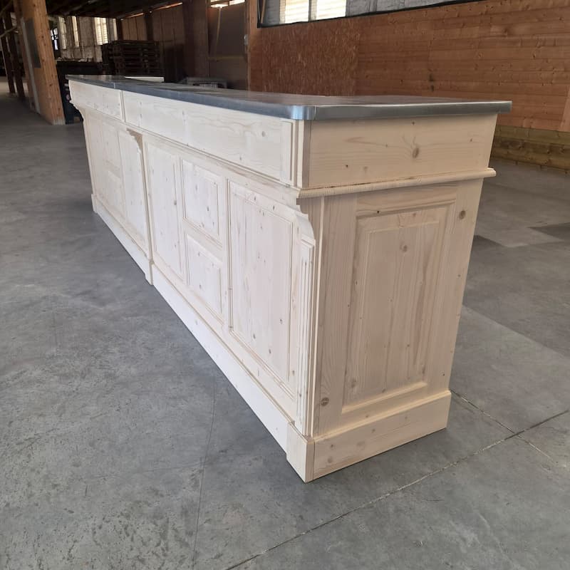 Comptoir robuste en pin massif brut 360 cm lokimob