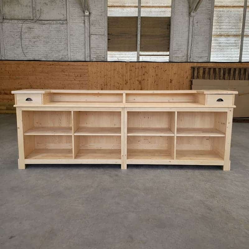 Comptoir sur mesure pin massif brut 300 cm lokimob