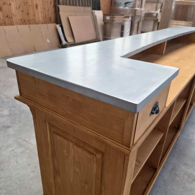 comptoir CHR 300 cm bois et zinc — lokimob