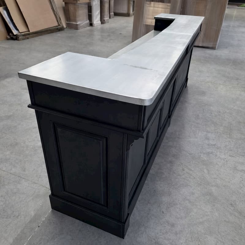 comptoir accueil professionnel 360 cm bois massif noir lokimob