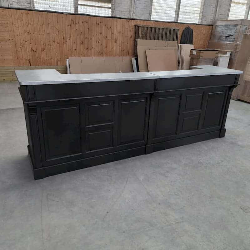 comptoir brasserie vintage noir 360 cm zinc lokimob