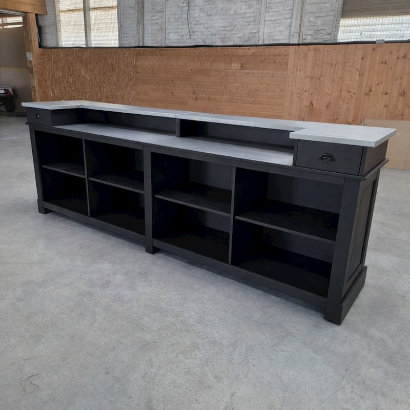 comptoir professionnel 360 cm noir pin massif zinc lokimob