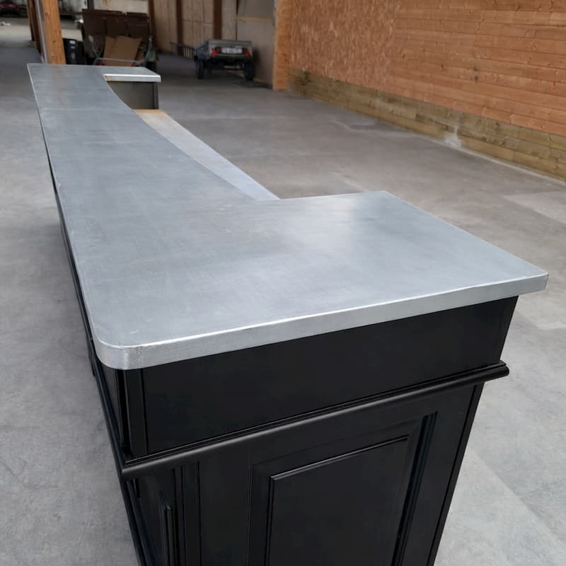 comptoir restaurant vintage noir 360 cm zinc acier lokimob