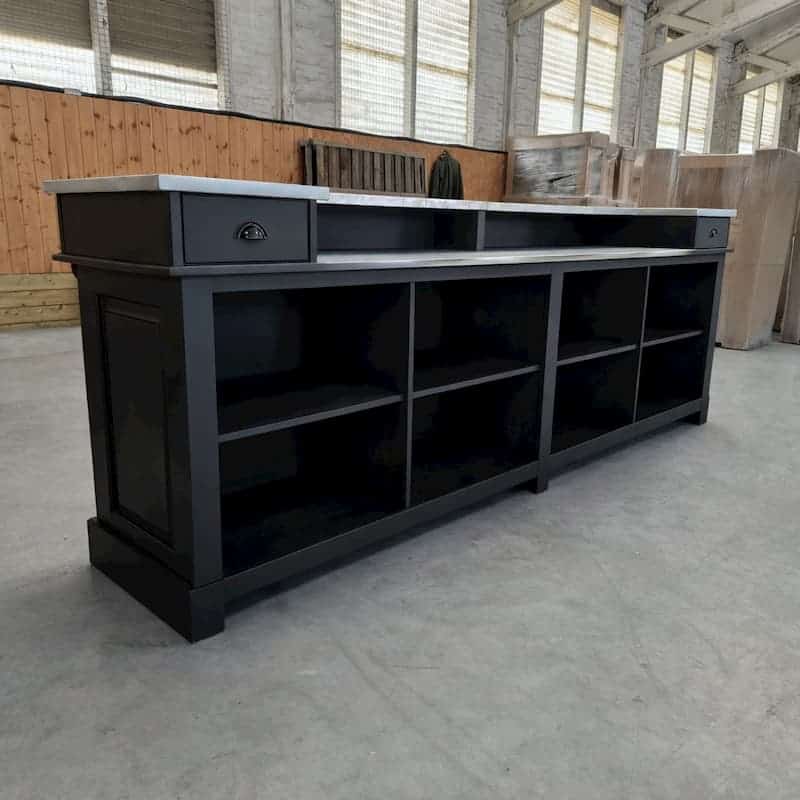 comptoir service pro 360 cm bois noir zinc lokimob