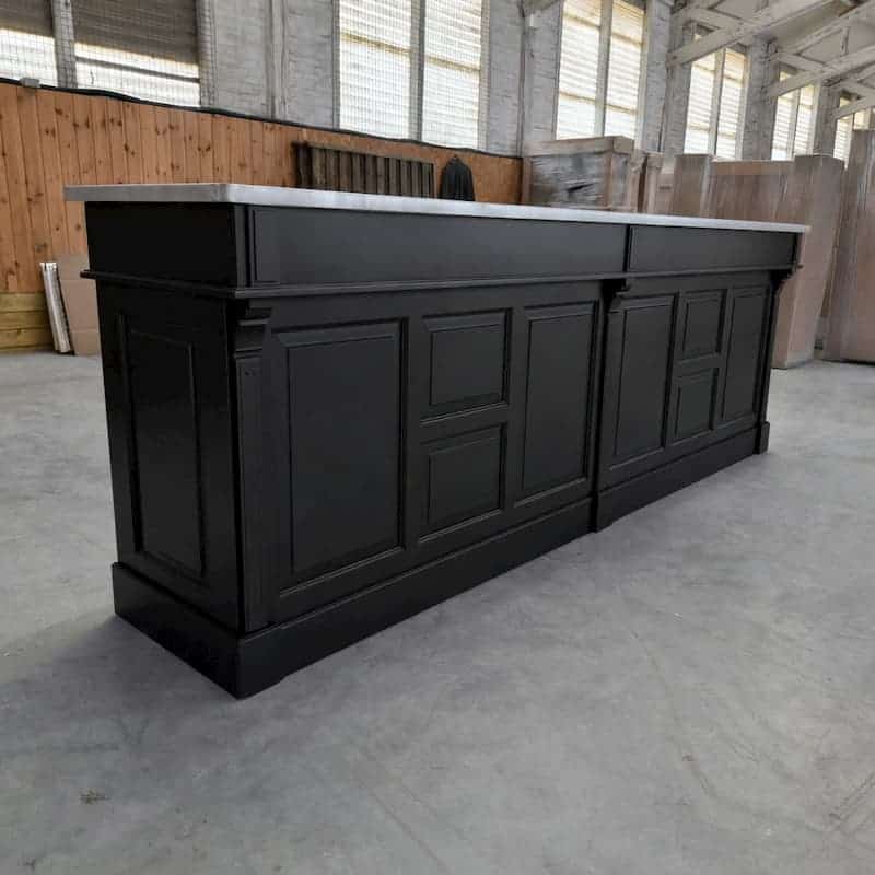meuble de caisse bar 360 cm noir plateau zinc lokimob