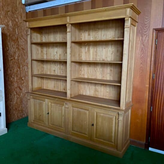 Grande bibliothèque de libraire en pin massif naturel brut 223 cm – Collection Elégance