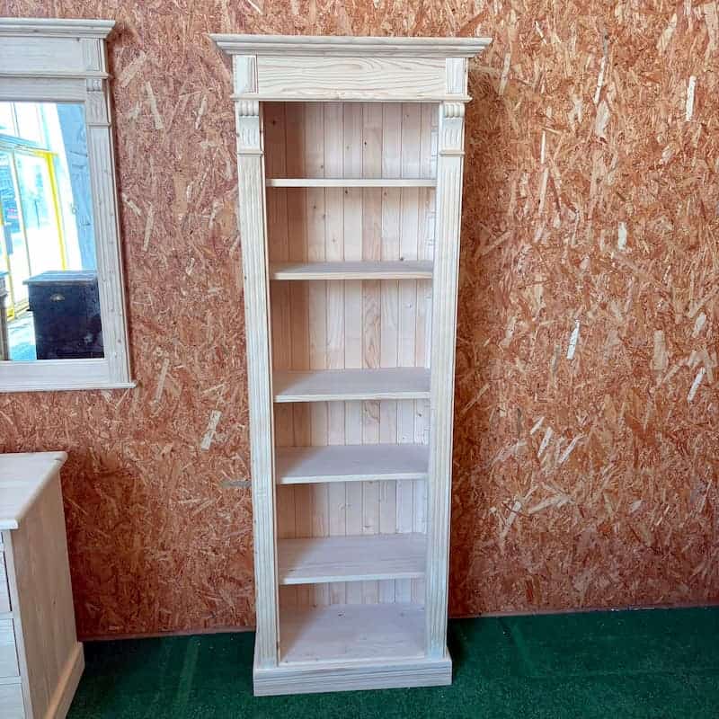 Bibliothèque en bois massif finition naturelle avec cinq étagères lokimob LM161