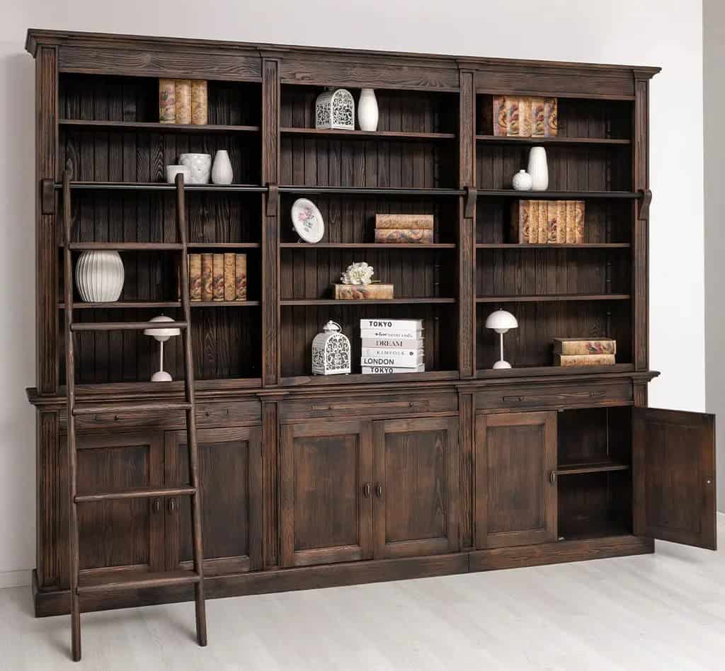 Bibliothèque rustique de Lokimob - SPEC22855 - Couleur - BP085 - Brossé foncé (10)