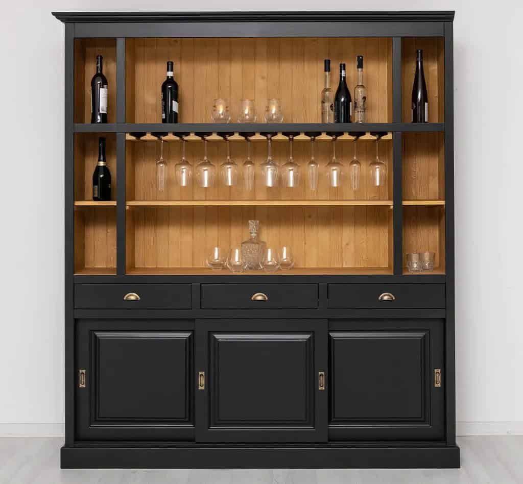 Buffet bar avec portes coulissantes noir par Lokimob - Color_Int. L082 - Ext.L003 - DOUBLE COLORÉ (1)