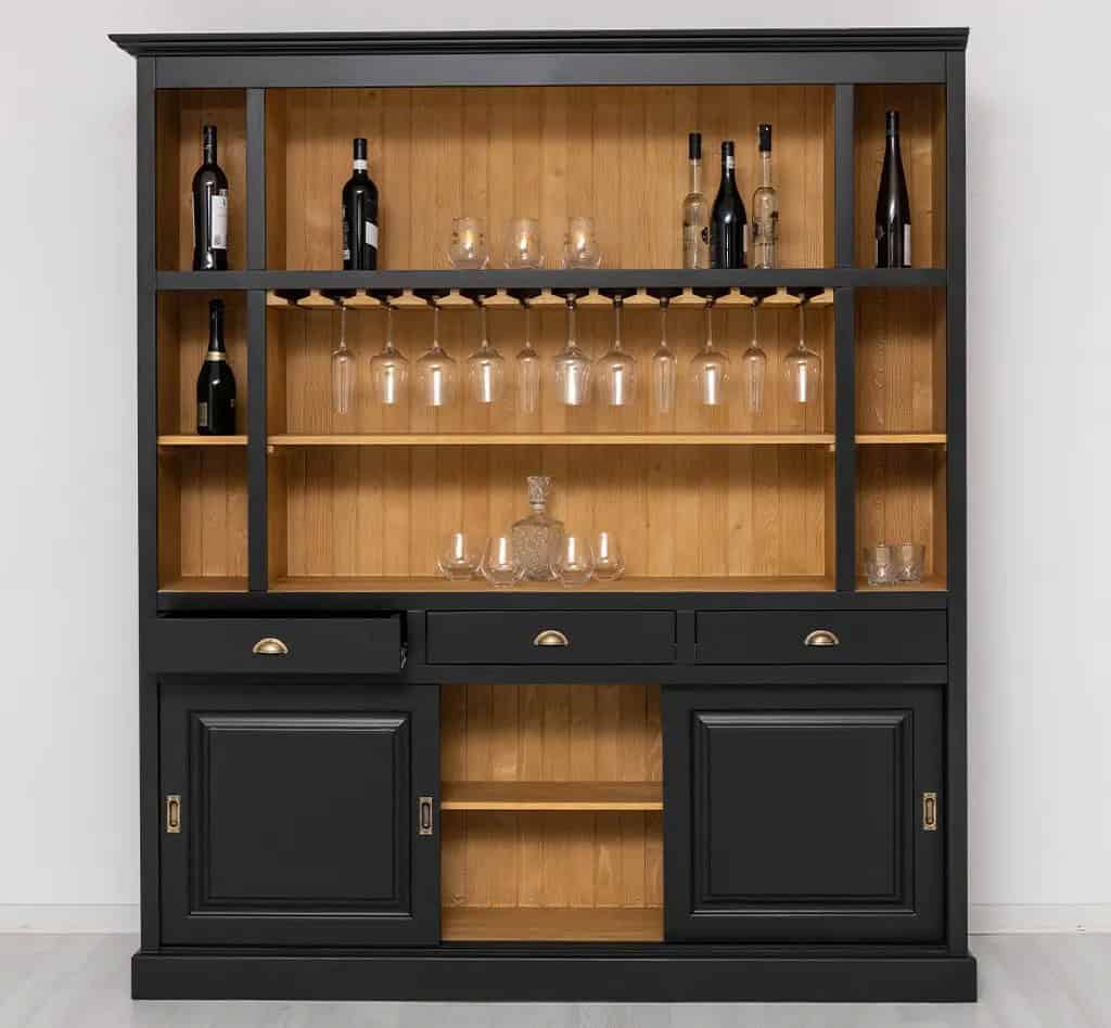 Buffet bar avec portes coulissantes noir par Lokimob - Color_Int. L082 - Ext.L003 - DOUBLE COLORÉ (2)