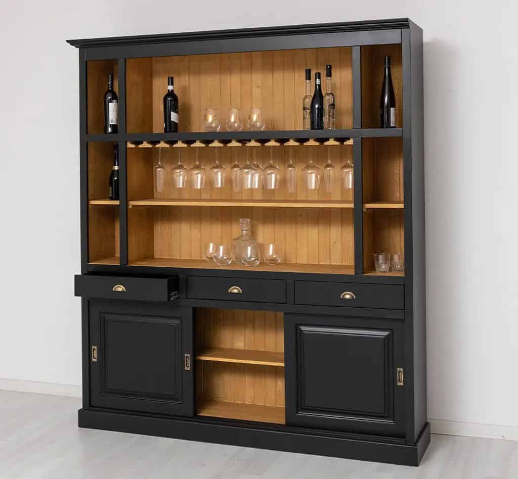 Buffet bar avec portes coulissantes noir par Lokimob - Color_Int. L082 - Ext.L003 - DOUBLE COLORÉ (4)