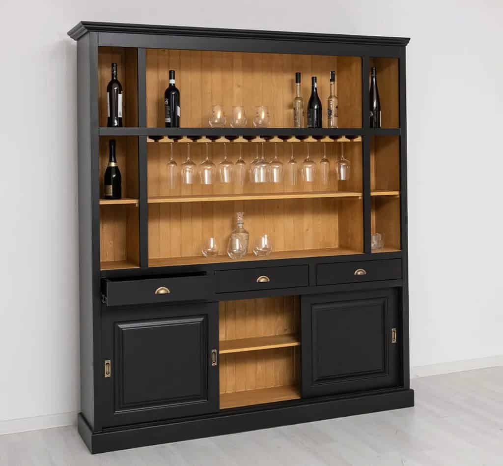 Buffet bar avec portes coulissantes noir par Lokimob - Color_Int. L082 - Ext.L003 - DOUBLE COLORÉ (5)