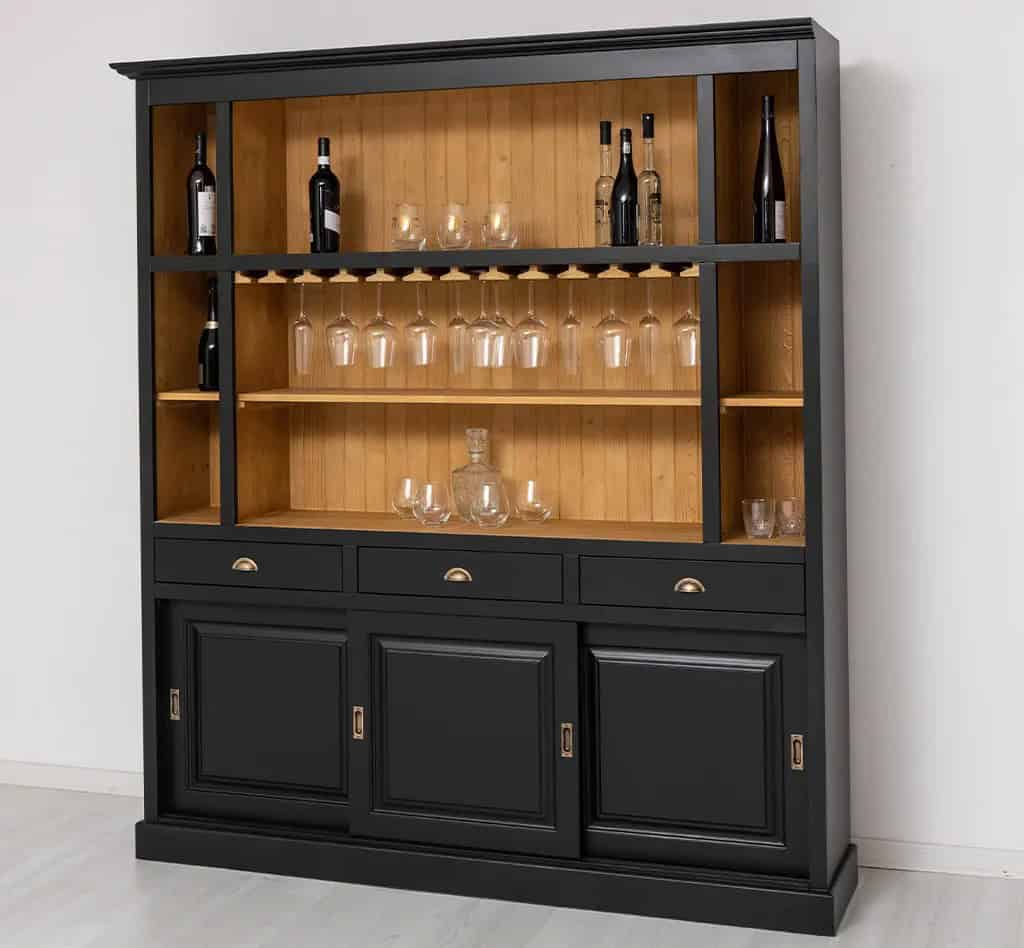 Buffet bar avec portes coulissantes noir par Lokimob - Color_Int. L082 - Ext.L003 - DOUBLE COLORÉ (6)