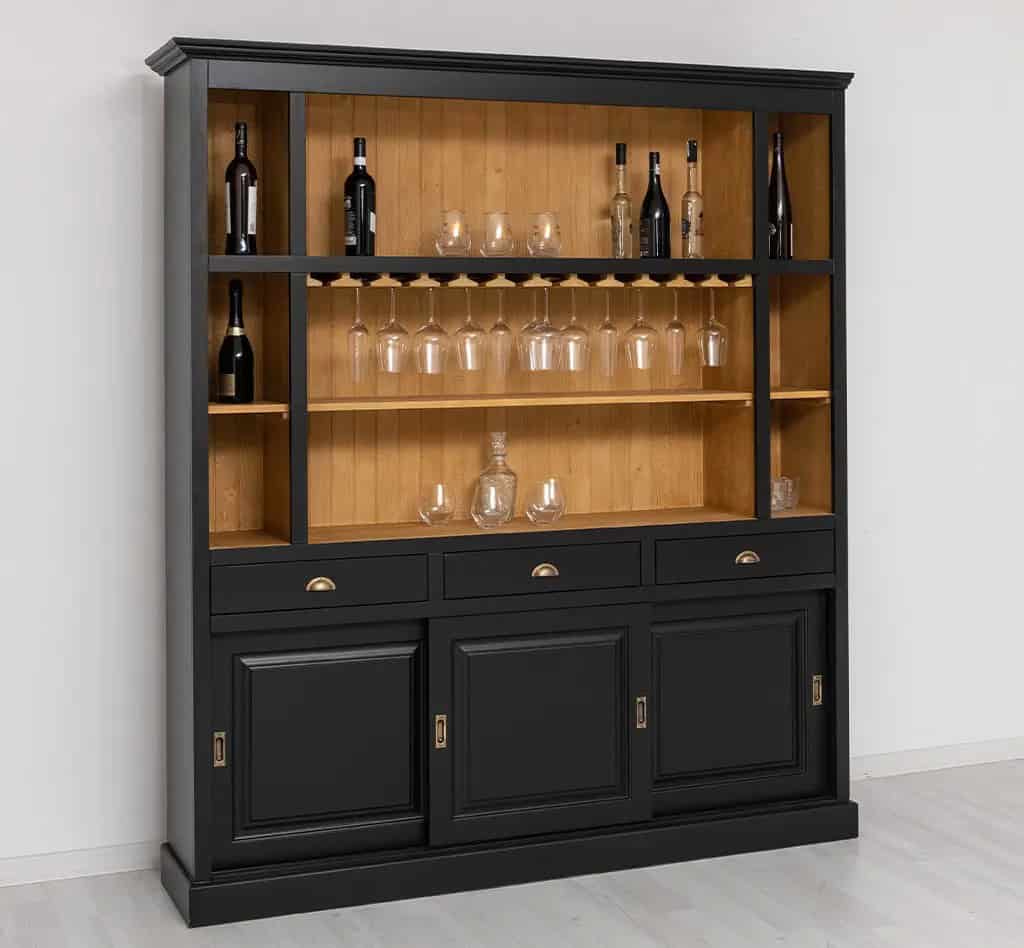 Buffet bar avec portes coulissantes noir par Lokimob - Color_Int. L082 - Ext.L003 - DOUBLE COLORÉ (7)